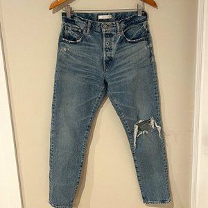 Moussy Howa Distressed Button Fly Straight Leg Denim Jean Size 26
